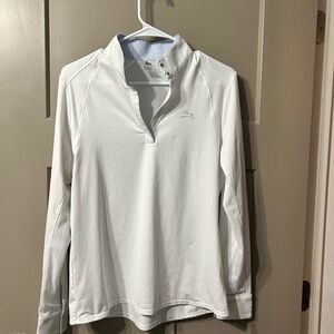 R.J classics Carly 37.5 White Shirt with Blue Accent show shirt 1/4 zip Collared
